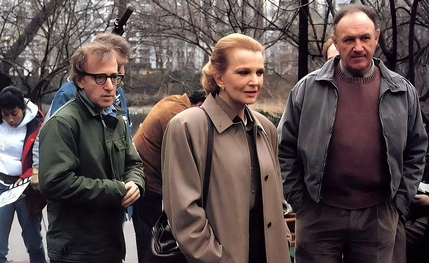 με τον Gene Hackman στα γυρίσματα της ταινίας του Woody Allen ‘Another Woman’ (1988)