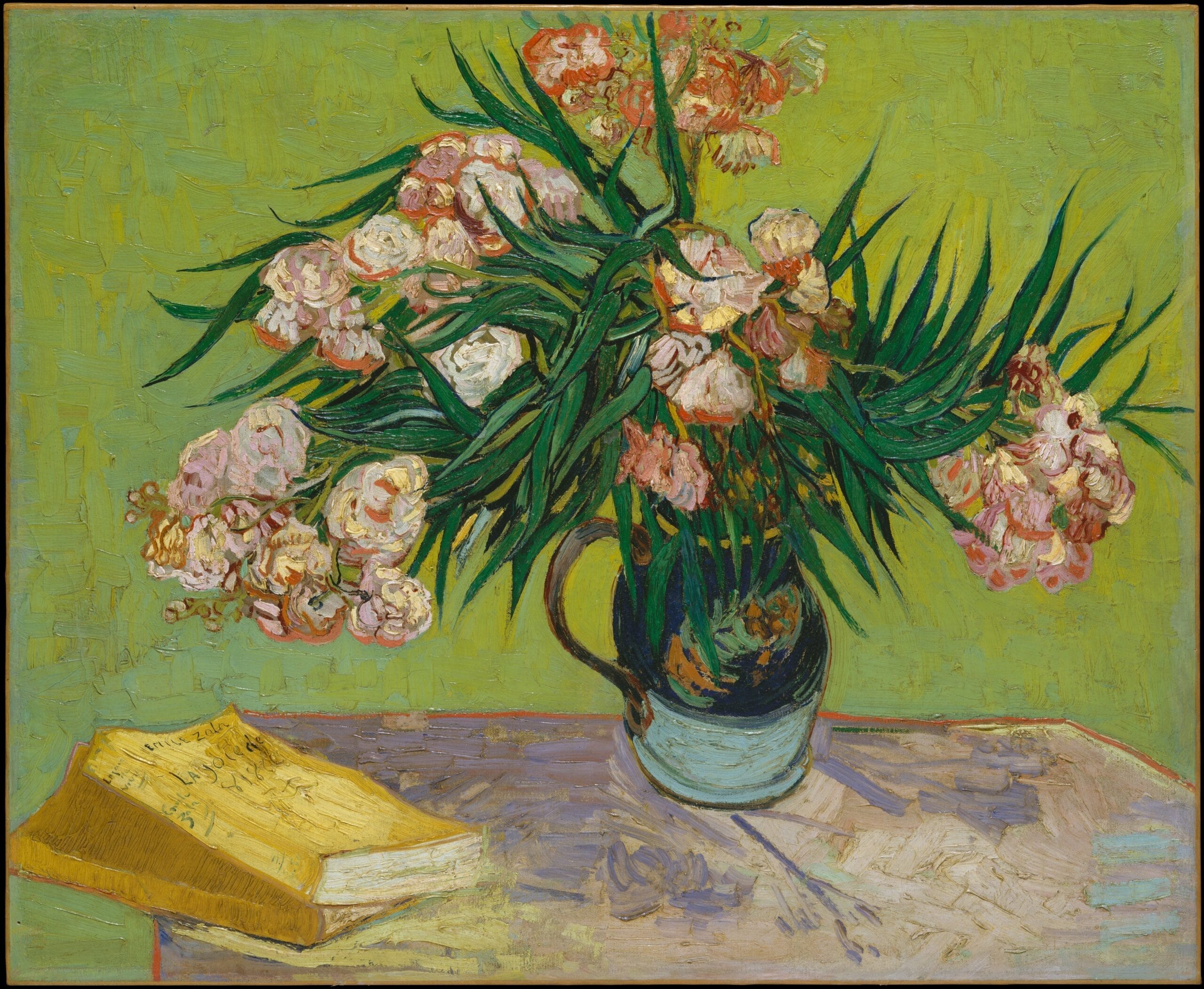 Πικροδάφνες (Oleanders) με το βιβλίο του Émile Zola ‘Η χαρά της ζωής’ (La joie de vivre), 1888