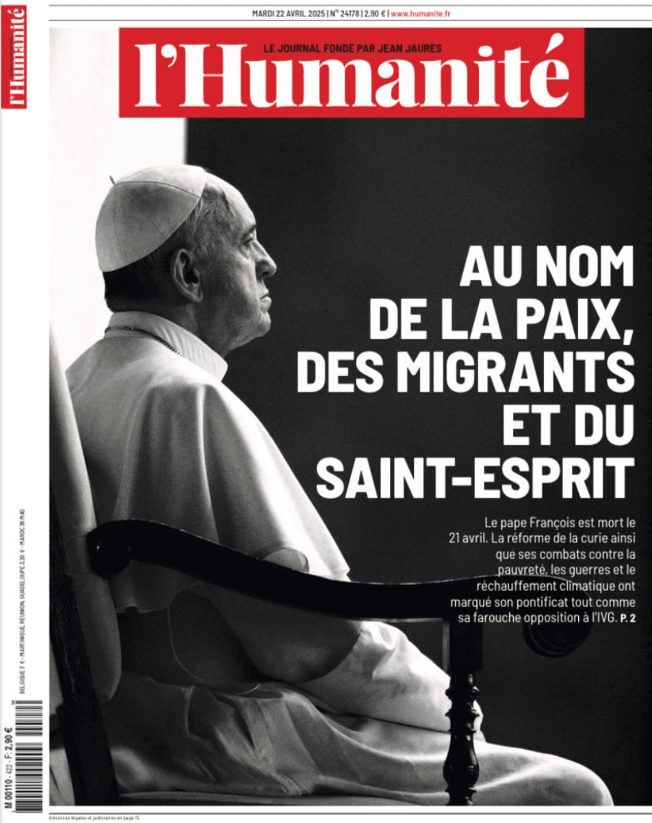 L’ Humanité (22/04) > ‘Στο όνομα της ειρήνης, των μεταναστών και του Αγίου Πνεύματος’