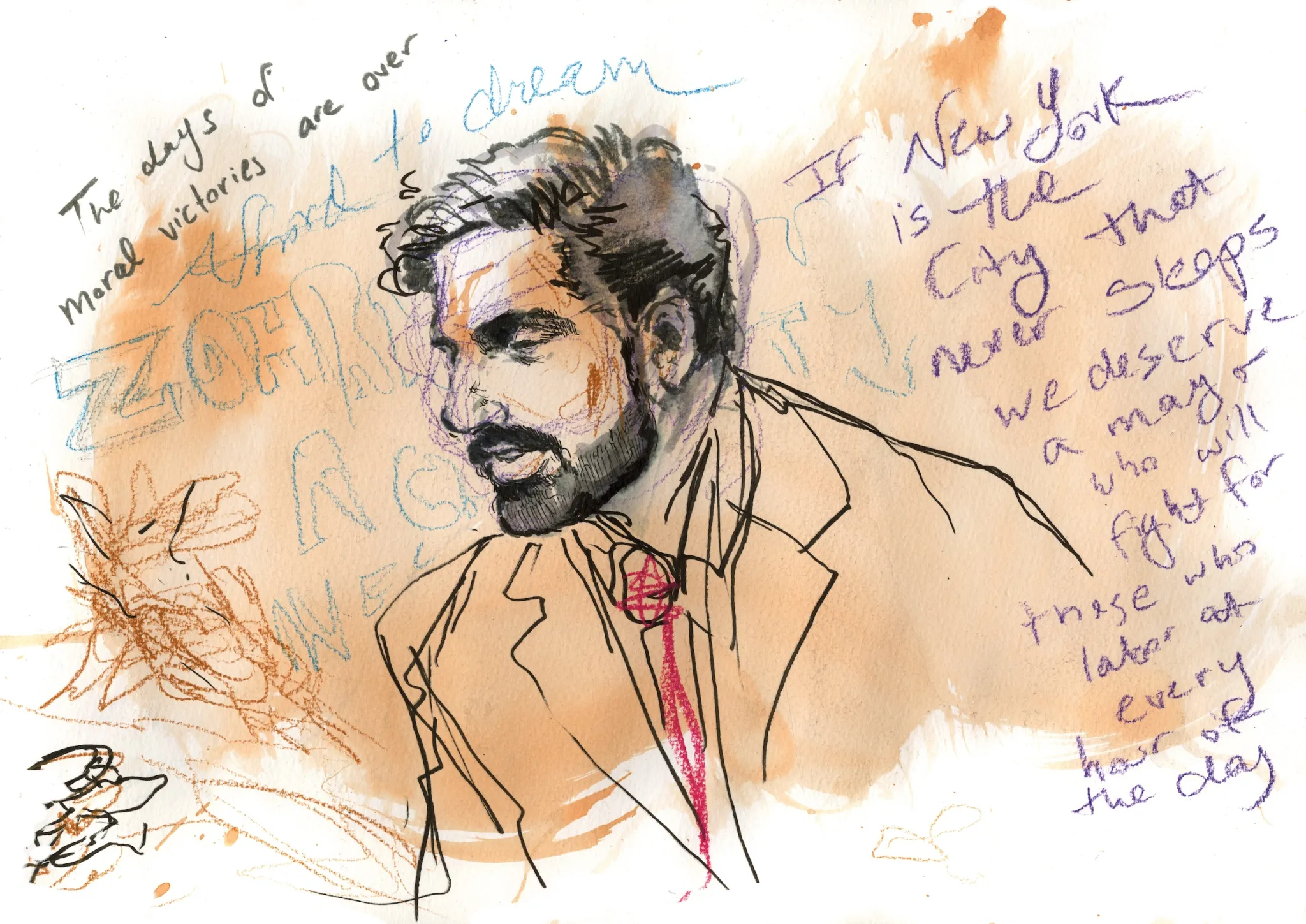 σκίτσο της Molly Crabapple, hyperallergic.com